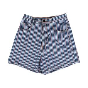 VTG Nikki‎ Lee California Women's High Rise Striped Denim Shorts Size 7 1990s